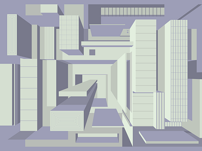 Blocks architecture building concrete design digital exhibition icon illustration minimal nft pastel purple vector