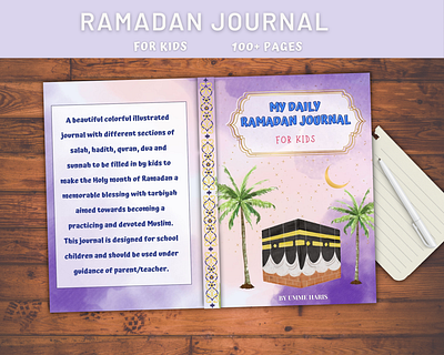 My Daily Ramadan Journal amazon kdp animation arabic best gift book cover design design eid gift graphic design hadith holy kabba islamic kids kids journal mecca moon muslim notebook palm tree ramadan journal watercolor