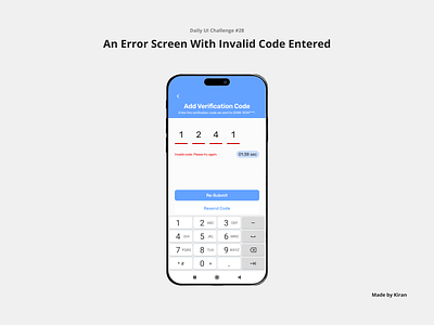 Daily UI Challenge #28 design error flat ui mobile design sms timer ui uichallenge ux uxdesigner verification code