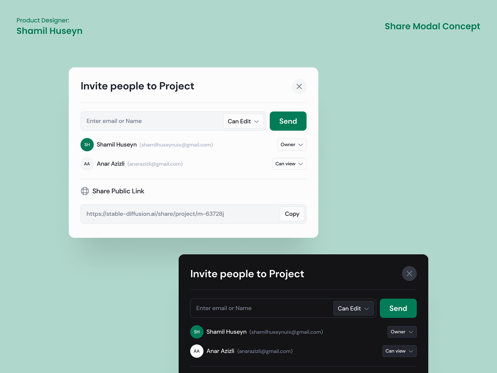 Share Modal Concept UI by Shamil Huseyn on Dribbble