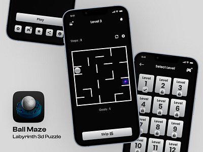 Ball Maze - Labyrinth 3D Puzzle Game App Ui Design app design app screens app ui ball game ball maze game design game screens game ui redesign redesign solution