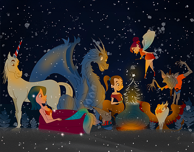Magical Christmas Night character illustration concept art illustration storytelling