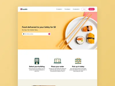 Food delivery website landing page delivery doordash ecommerce food food deliver product design sushi sustainability uber eats ubereats ui ux web design website yellow