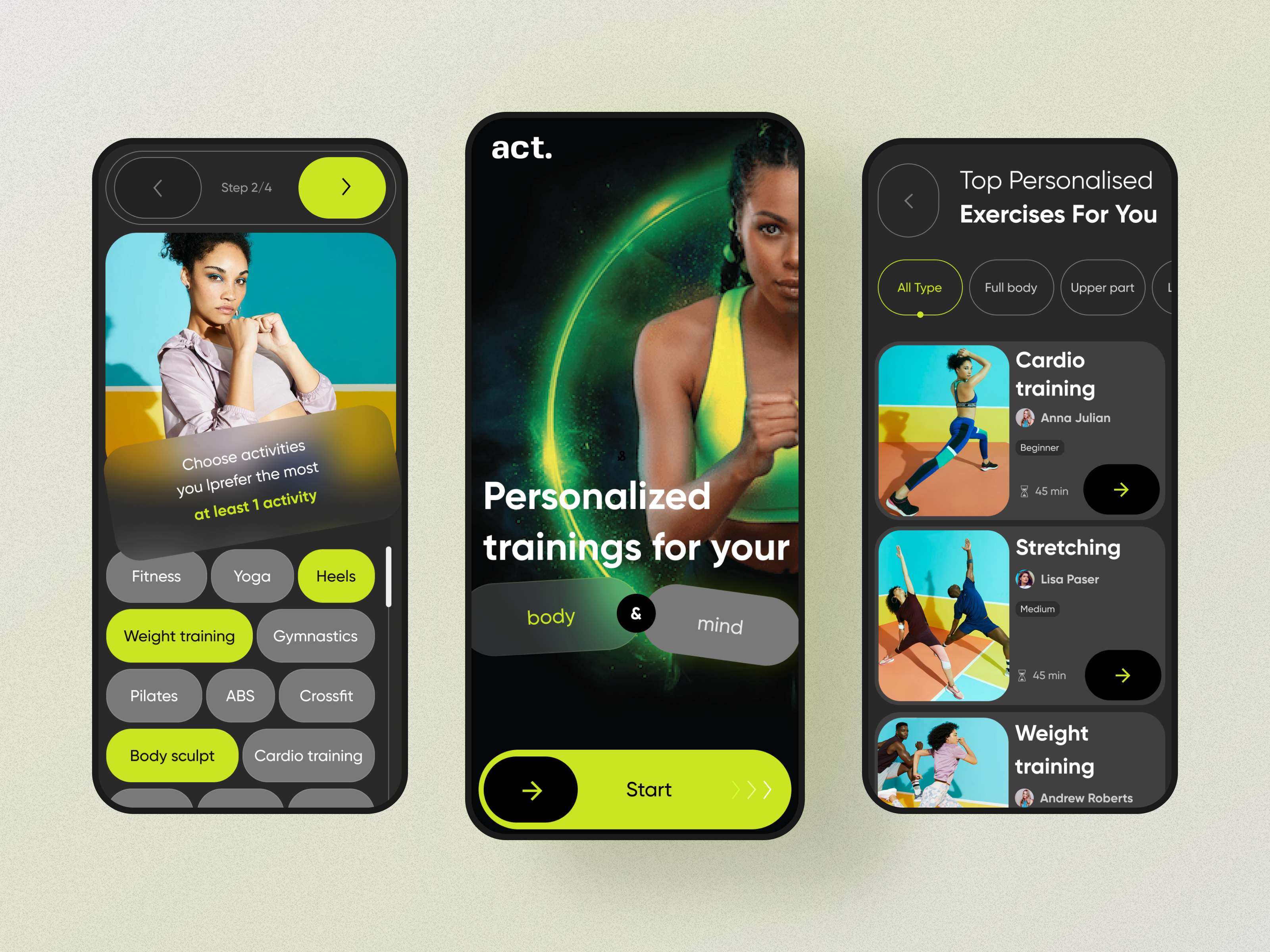 Health App – Act. app fitness app fitness app design fitness club fitness mobile gym app healthy lifestyle mobile mobile app sport sport app sport app design sport mobile tracker training ui ux wellness workout app yoga
