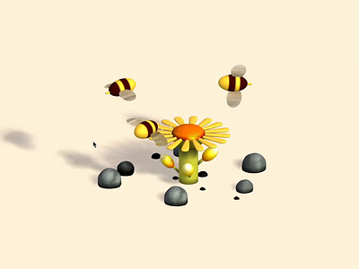 Bees animation 3d bees nature spline ui