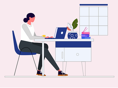 Girl working on desk animation branding graphic design motion graphics