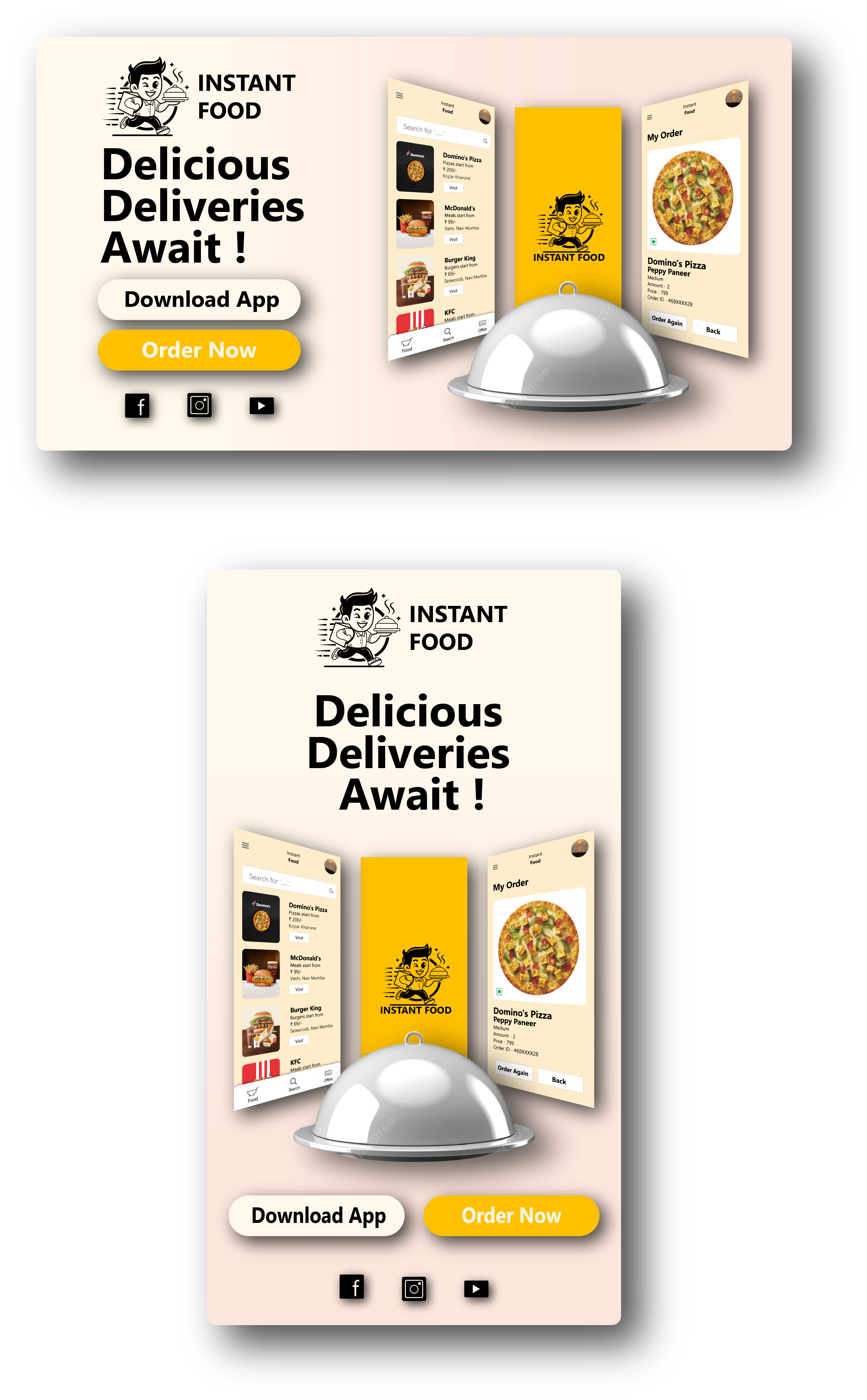 Banner Design - Instant Food banner design branding graphic designing illustration uiux
