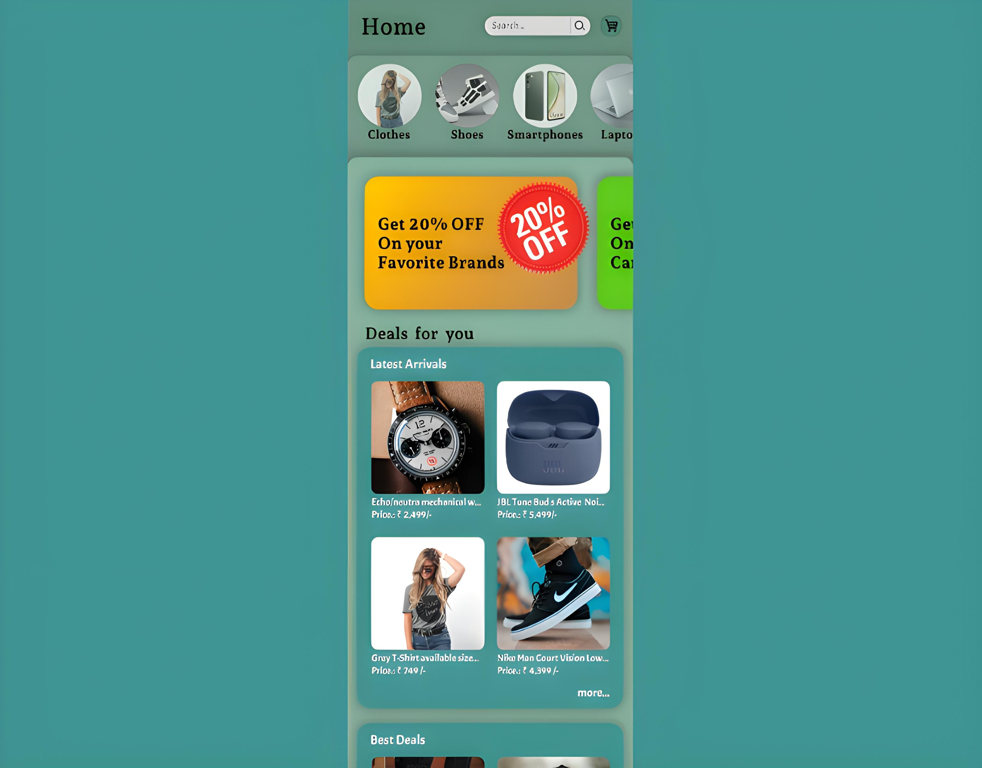 User Interface for E-commerce Mobile Application figma graphic design ui user interface