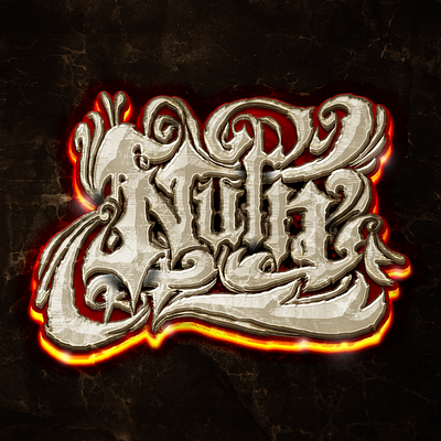 Nuln chrome decorative design fantasy fire game gothic illustration lava logotype magic nuln rock script stone type typography warhammer