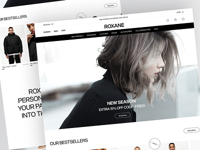 Roxane - Ecommerce Landing Page chart clean design ecommerce ecommerce web fashion fashion web fashion website landing page shopify ui unique web web design website