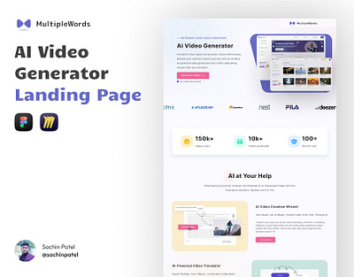 AI Video Generator Landing Page ai video ai video generator figma landing page design ui ui design user interface webdesign website website design website ui design