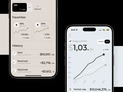 Crypto Wallet IOS App app application bitcoin crypto design development ethereum figma money polygon ui uxui wallet