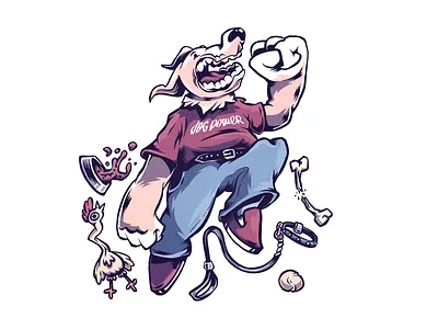 Dog power cartoon character character design dog pet power