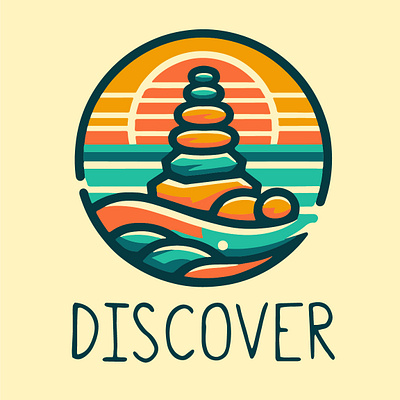 Discover Logo circular colorful logo ministry rainbow retro river rocks simple