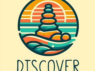 Discover Logo circular colorful logo ministry rainbow retro river rocks simple