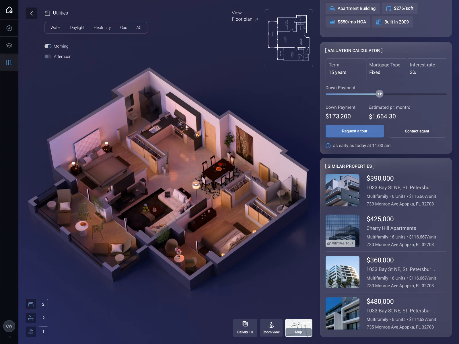 Example of Real Estate Visualization Software - Urban Planning UX/UI design