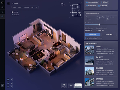 Real Estate Visualization Software - Urban Planning UX/UI design 3d animation 3d building render apartments app animation architectural visualization construction company dashboard design engineering floor plan visualization interaction animation interior design investment motion design real estate dashboard residential complex saas animation smart house software interface urban planning design virtual tour