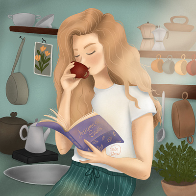 Calm morning autumn stories character design character illustration digital illustration drawing illustration kitchen morning moment procreate