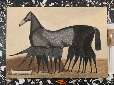 Bonnie II after Eddowes Turner, studio animal animals collage horse horses legs studio surreal