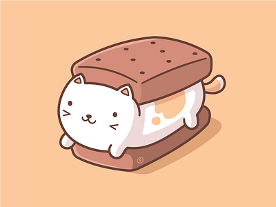 Ice Cream Sandwich Cat cat funny ice cream ice cream sandwich ill illustration kawaii sandwich vector