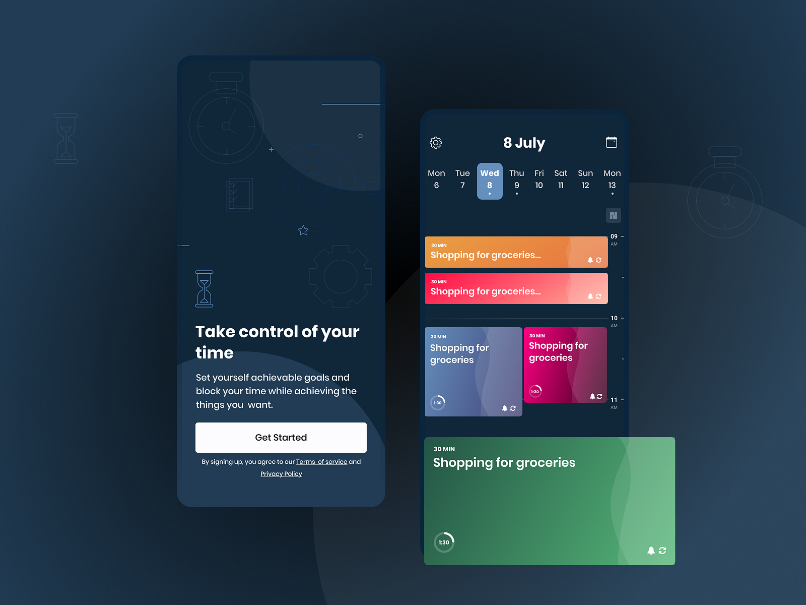 Time Block App - Mobile UI UX design | Dark mode by Siddhant Jain on ...