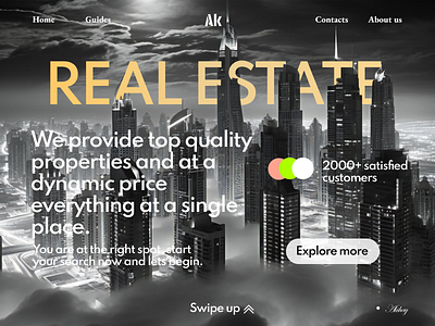 Hero page for a Real Estate business 3d animation branding figma graphic design logo motion graphics ui