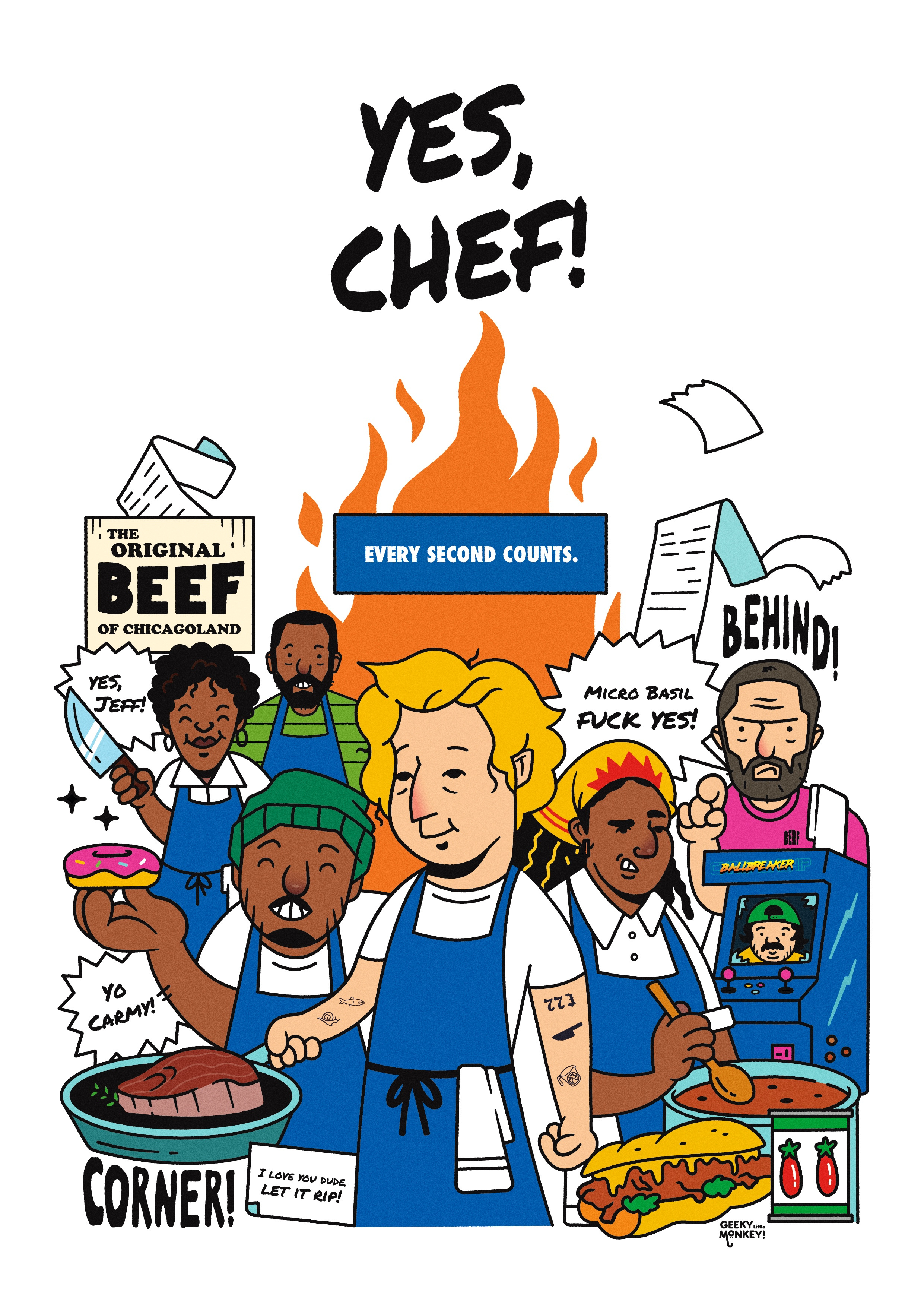 The Bear Yes Chef! Illustration bear character design chef cook design food food art food illustration graphic design illustration the bear tv show vector