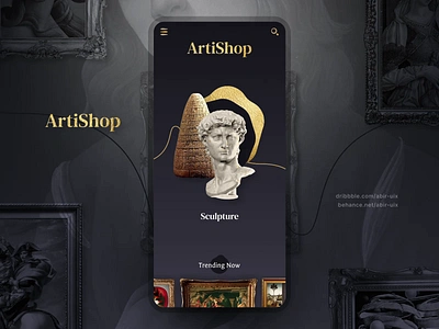 ArtiShop - Arts Shop animation art art direction art shop artifacts arts asd classic crafts custom frame ecommerce fark frame customization interaction luxery photo frame shop ui ux vintage