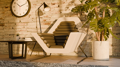 Hex Chair 3d 3d design 3d render blender blender design blender render environment design furniture design industrial design interior design product design