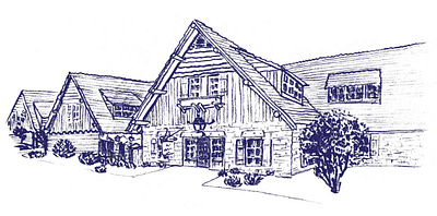 Pere Marquette Lodge Wedding Venue Illustration architecture cabin graphite illustration lodge pencil print design rustic stationery wedding