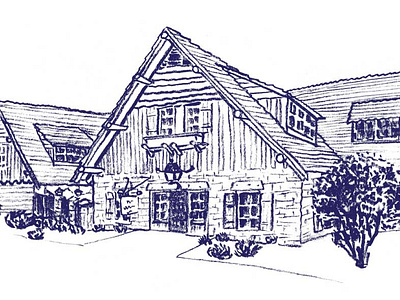 Pere Marquette Lodge Wedding Venue Illustration architecture cabin graphite illustration lodge pencil print design rustic stationery wedding