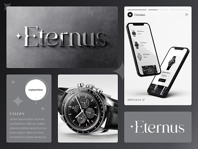 Eternus - Sophisticated Brand Identity animation app design brand identity branding interface logo luxury minimalism sophisticated ui ui design ux watches wearables