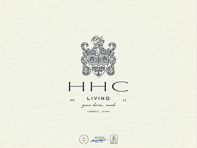 HHC Living Rebranding brand design brand designer brand identity branding branding design coat of arms crest hand drawn heraldry identity design logo logo design logo designer luxury rebrand rebranding redesign retro vintage visual identity