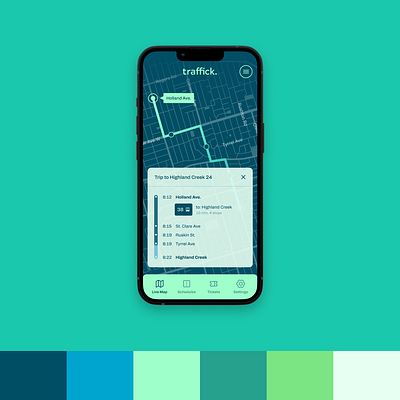 traffick. bus city concept gradient graphic design human centered design infrastructure location map mint mobile mobileapp modern product design public transport schedule subway ui urbanized ux