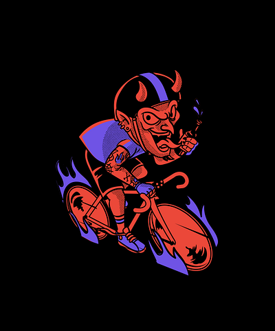 Ride to the Hell cartoon character design fixie shirt