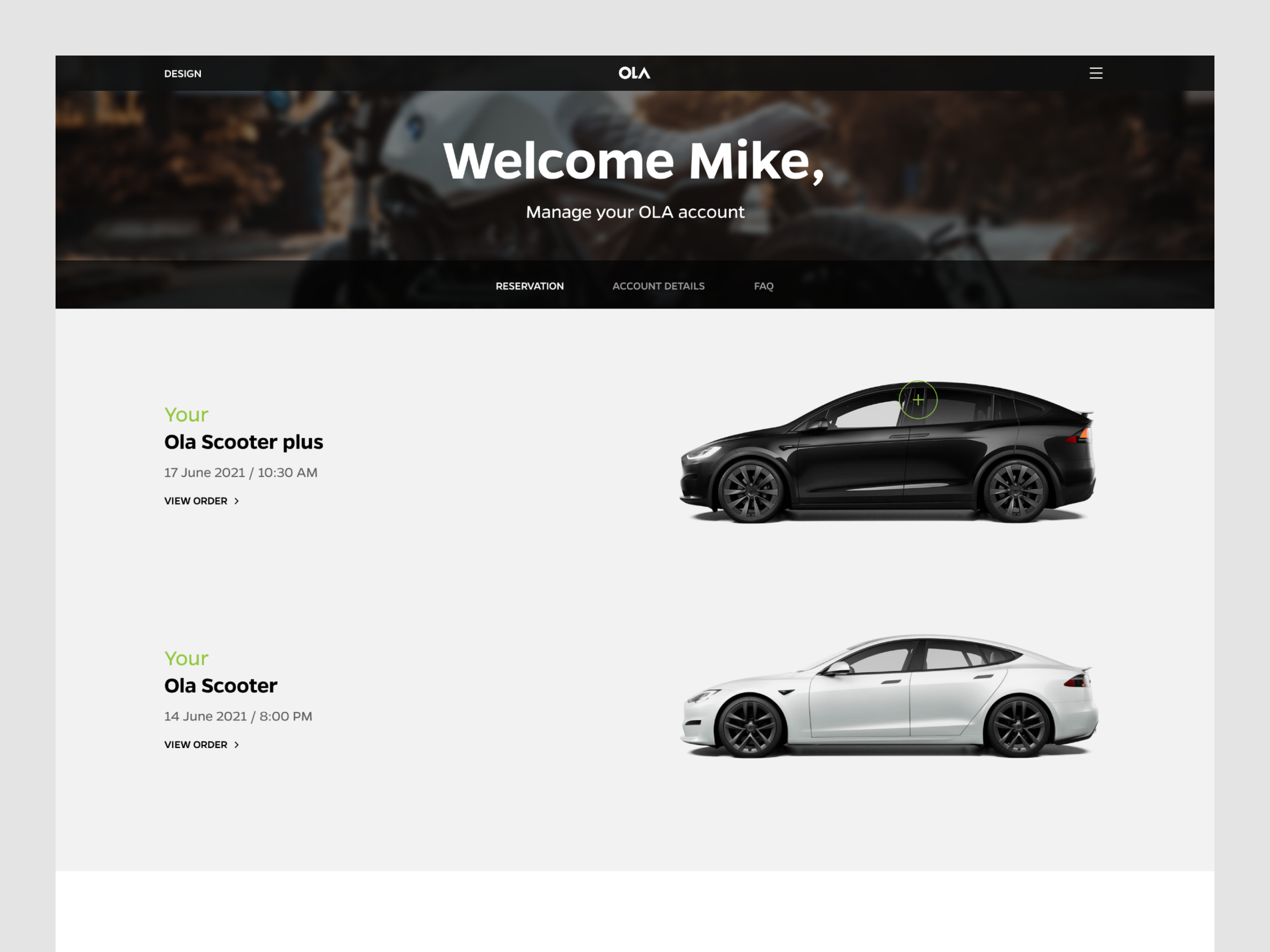 Reservation page for Olaelectric booking branding design faq homepage landingpage ola olaelectric reservation scooter subscribe ui ux web webpage website