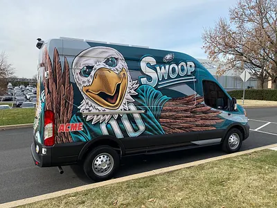 Swoop Van Graphics athlete branding design drawing eagles environmental graphics football go birds illustration mario philadelphia portrait sports swoop van graphics zucca