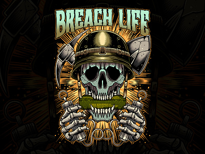 Breach Life (custom project) bomb custom explosion explosive illustration l30artwork skull soldier t shirt tattoo traditional tshirt