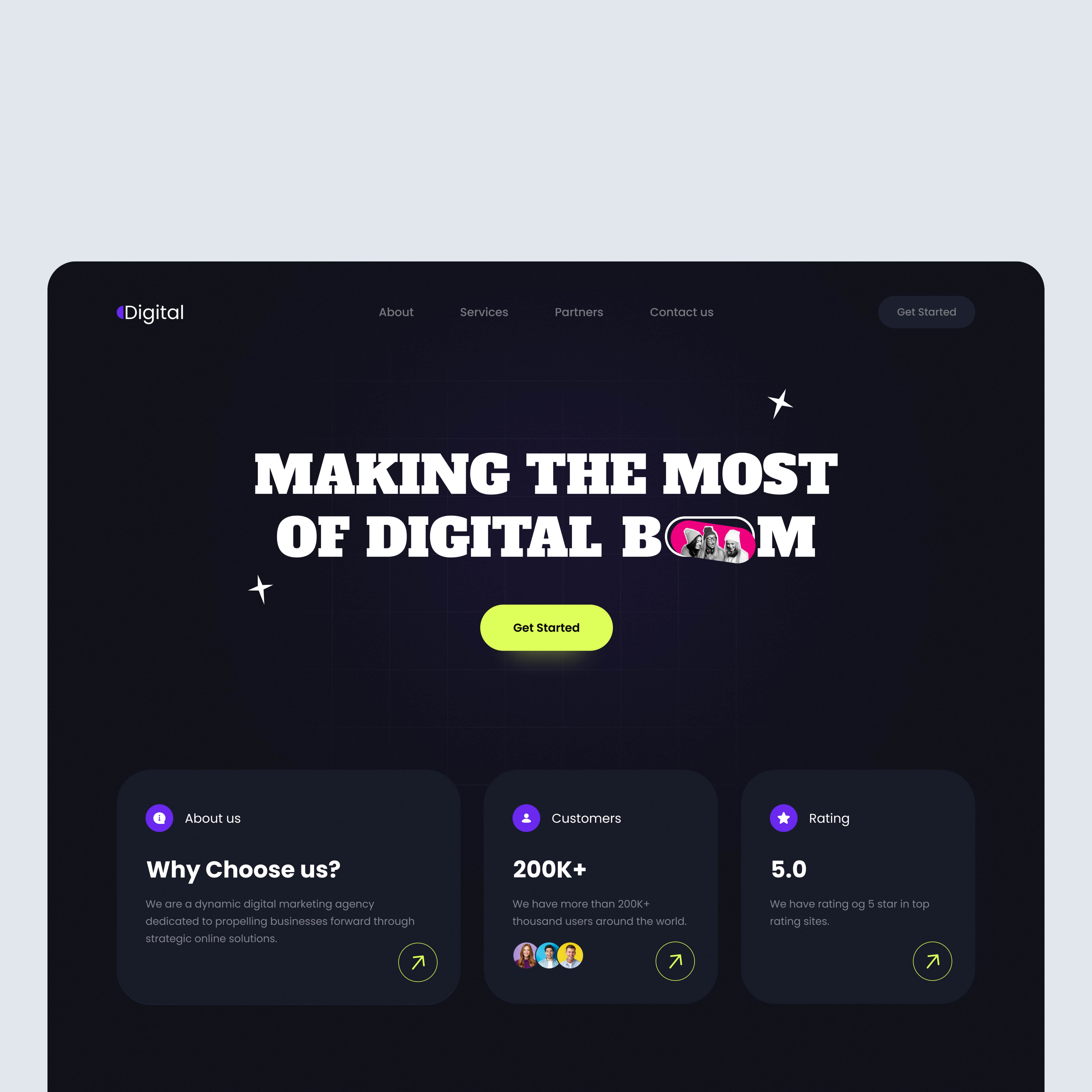 Digital Marketing Agency agency landing page agency website colors company design digital digital agency get started landing landing page marketing agency marketing landing page services ui design ux web design website