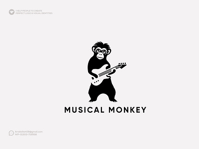 Musical Monkey minimalist Logo brand logo branding business logo flat logo flat minimalist logo graphic design letter logo logo minimalist logo modern logo monkey logo music logo musical logo unique logo