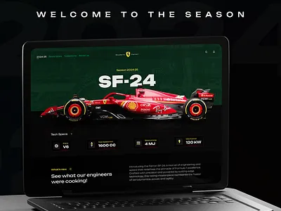 Ferrari SF-24 - Landing page concept car landing page dark ui f1 ui ferrari car ferrari landinag page ferrari landing page formula 1 formula 1 2024 landing page race car ui ui uiux