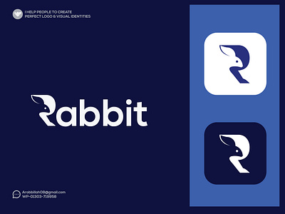 Rabbit Minimalist Logo Design animal logo brand logo brand style branding branding guide business logo graphic design letter logo logo luxury logo minimalist logo modern logo negative space logo r logo rabbit logo unique logo