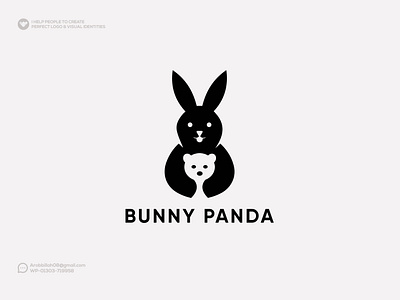 Bunny Panda Minimalist Logo Design animal logo bear cat brand logo branding brar logo bunny logo bunny panda business log cat logo flat logo graphic design logo minimal logo minimalist logo modern logo motion graphics negative space logo panda logo unique logo