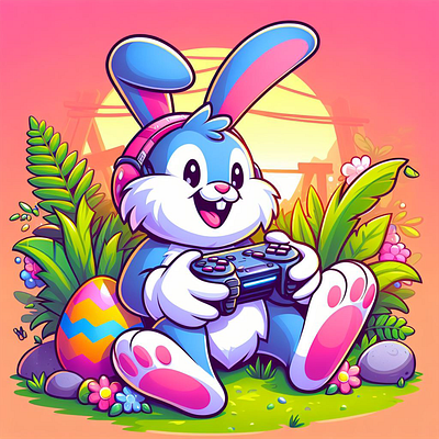 Happy Easter - Bunny Gamer affinity designer bunny gamer bunny playing video games cute design design digivibes easter bunny easter gamer gamer gaming happy easter illustration lovely design meddgraphics