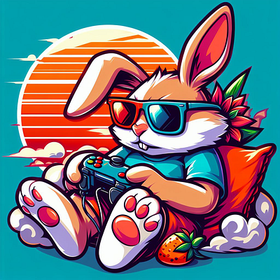 Happy easter Bunny gamer affinity designer bunny bunny gamer chill easter bunny cute design design digivibes happy easter day illustration lovely design meddgraphics