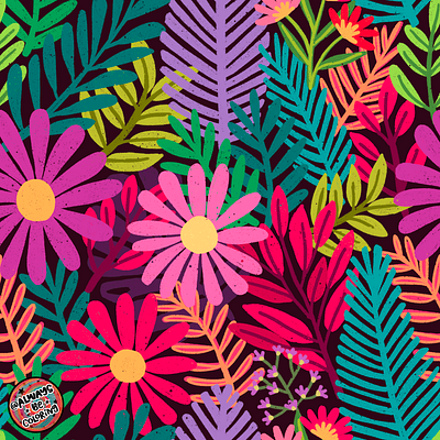 Tropical Flower Pattern alwaysbecoloring design graphic design illustration pattern pattern design procreate