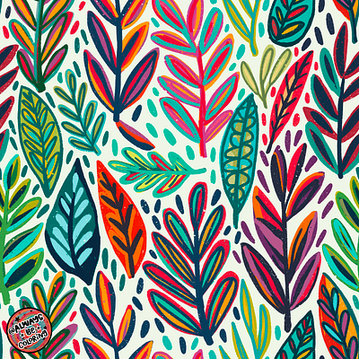 Crayon Leaves Pattern alwaysbecoloring design graphic design illustration pattern pattern design procreate surface pattern design