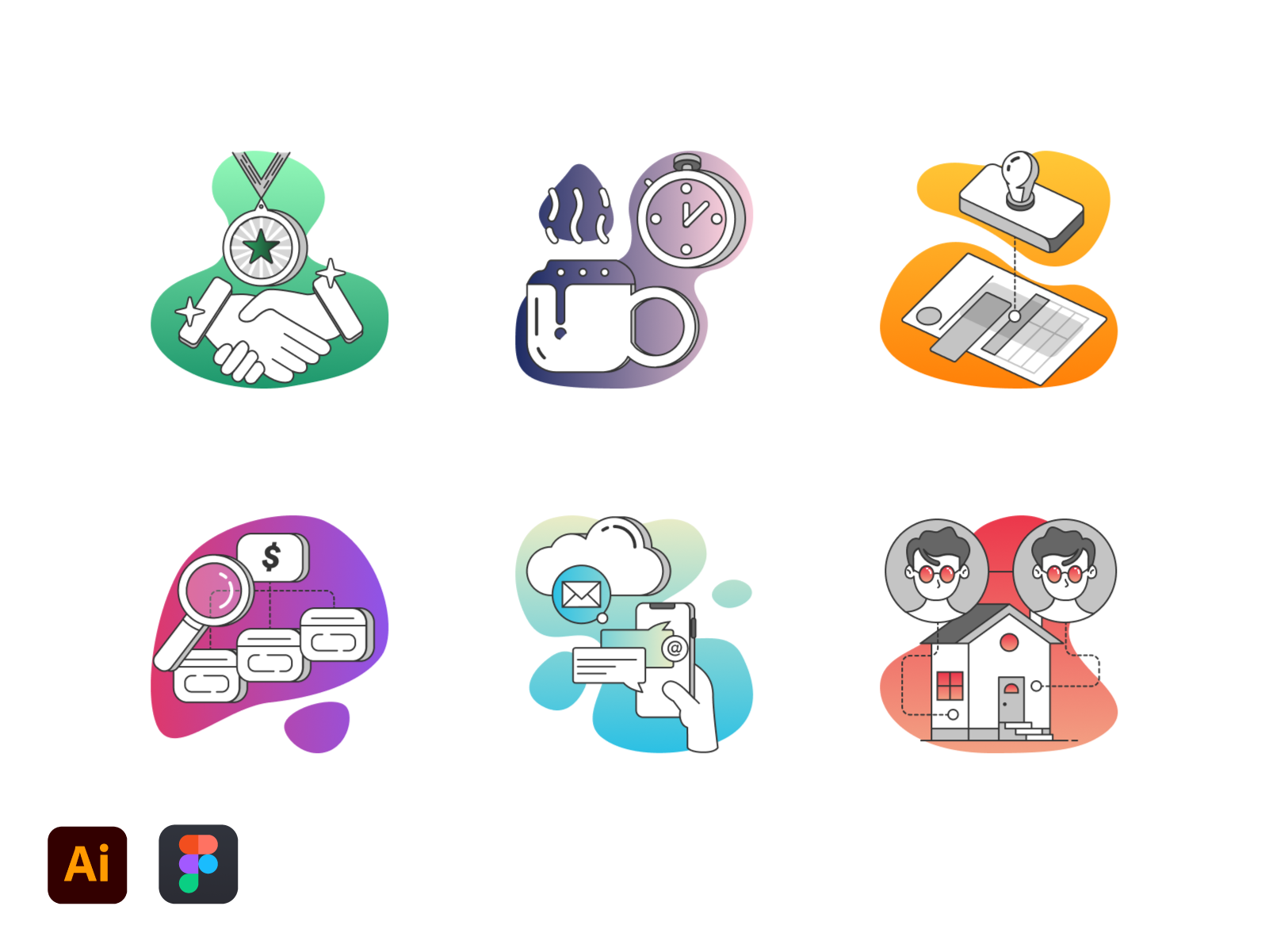 Mortgage App Detailed Icons aesthetic black and white bw contrast figma financial fintech gradients housing iconography iconset illustrator large icons mortgage professional property ui ux vector graphics