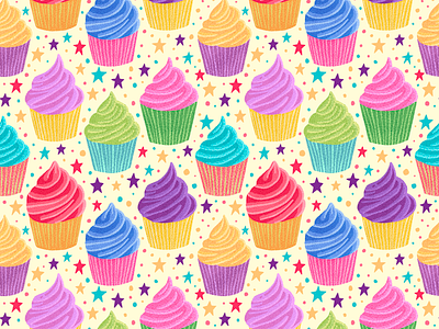 Cupcake Pattern alwaysbecoloring cupcake design graphic design illustration pattern pattern design procreate seamless pattern