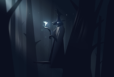 Animagus animal character illustration magic raven vector wizard woods